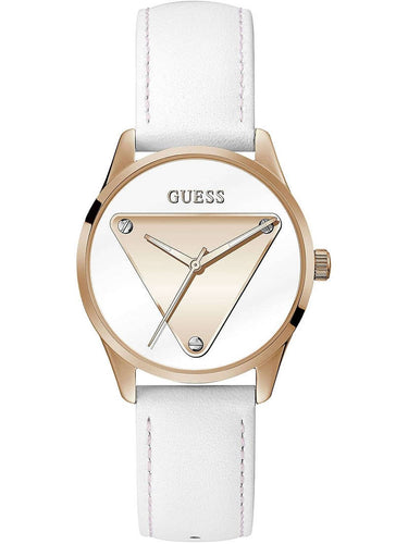 Guess Damen Armbanduhr Emblem 36 mm Ikonisches Dreieckslogo auf dem Zifferblatt Armband Leder GW0399L2